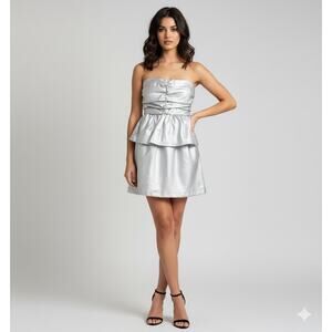 NWT Aniye By Lois Mini Dress Silver IT 40 US 4 Evening Cocktail Made in Italy